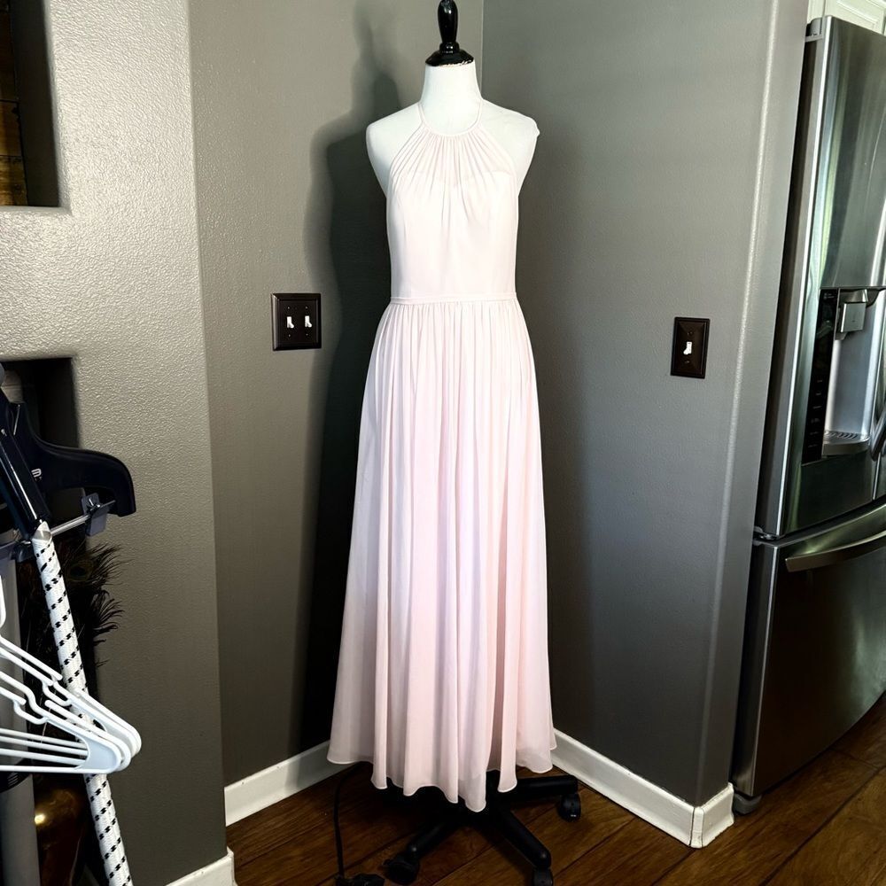 Azazie Light Pink Halter Maxi Dress